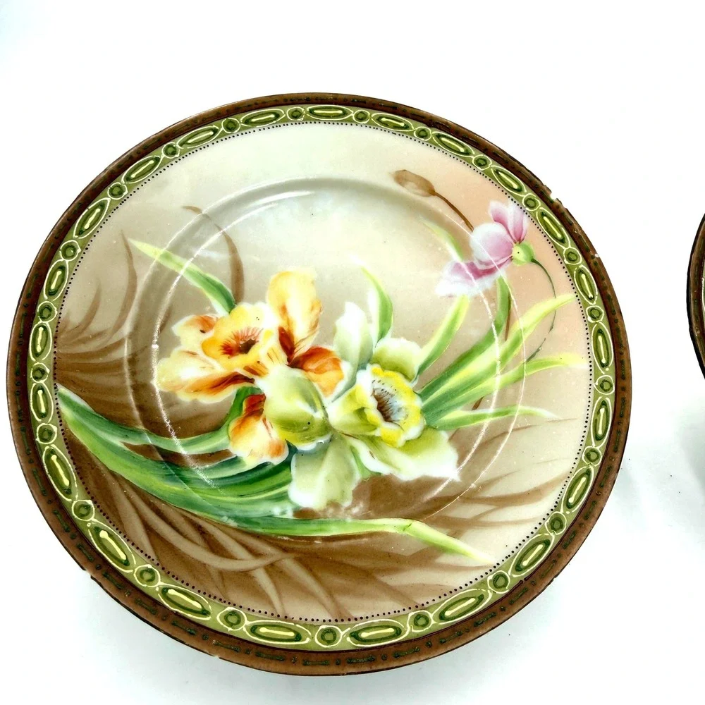 Hand Painted Nippon Floral Plates 6.25